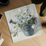 Garden Blooms II Blue Crop by Danhui Nai. Shown as a detailed flat fine art print, highlighting archival giclee quality. Available as an archival giclee rolled canvas, fine art paper, or poster print. SKU 44812a.