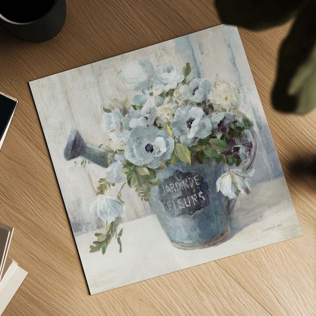 Garden Blooms II Blue Crop by Danhui Nai. Shown as a detailed flat fine art print, highlighting archival giclee quality. Available as an archival giclee rolled canvas, fine art paper, or poster print. SKU 44812a.