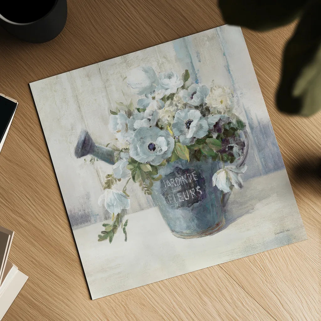 Garden Blooms II Blue Crop EB by Danhui Nai. Shown as a detailed flat fine art print, highlighting archival giclee quality. Available as an archival giclee rolled canvas, fine art paper, or poster print. SKU 81673a.