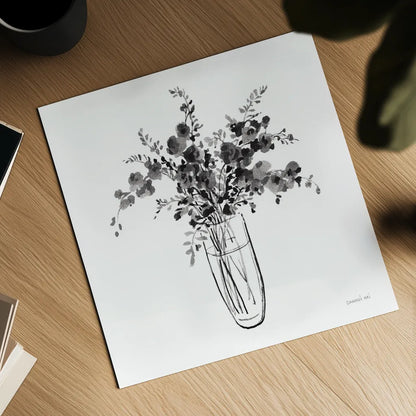 Garden Cuttings I Black by Danhui Nai. Shown as a detailed flat fine art print, highlighting archival giclee quality. Available as an archival giclee rolled canvas, fine art paper, or poster print. SKU 77414a.