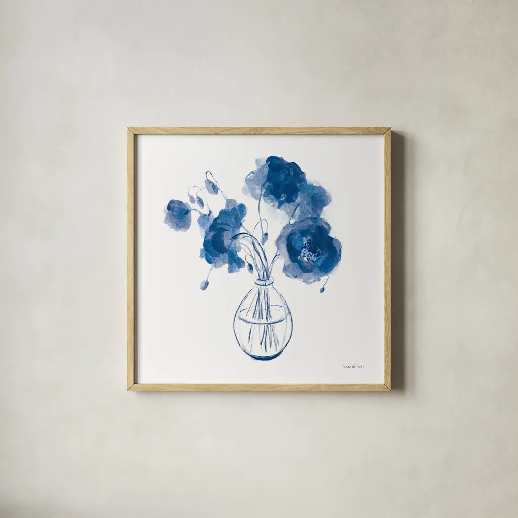 Garden Cuttings II by Danhui Nai. Shown in a natural wood glass frame for a timeless modern aesthetic. Available as an archival giclee rolled canvas, fine art paper, or poster print. SKU 75565a.