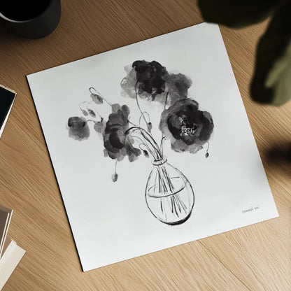 Garden Cuttings II Black by Danhui Nai. Shown as a detailed flat fine art print, highlighting archival giclee quality. Available as an archival giclee rolled canvas, fine art paper, or poster print. SKU 77415a.