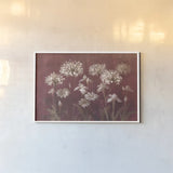 Garden Flowers on Burgundy by Danhui Nai. shown as a paper print in a white frame. Available as a archival giclee rolled canvas, fine art paper, or poster print. SKU 96195i.