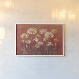 Garden Flowers on Red by Danhui Nai. shown as a paper print in a white frame. Available as a archival giclee rolled canvas, fine art paper, or poster print. SKU 95173i.