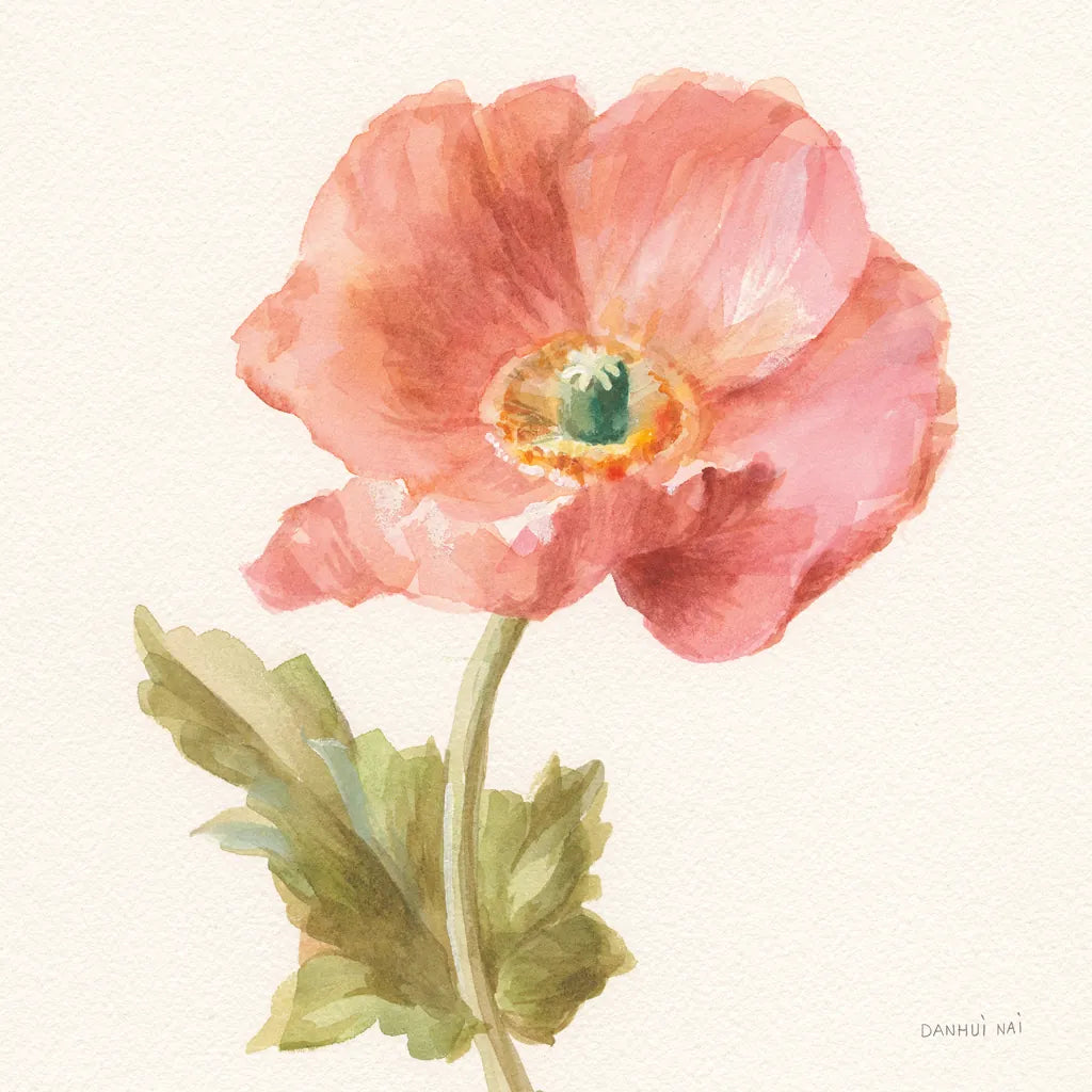 Garden Poppy Crop by Danhui Nai. SKU 30351a. Archival Giclee Fine art print for wall decor.