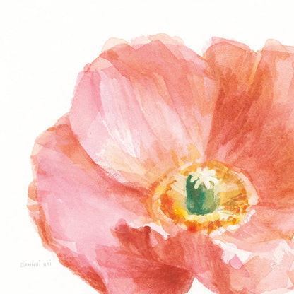 Garden Poppy Flipped on White Crop by Danhui Nai. SKU 37220a. Archival Giclee Fine art print for wall decor.
