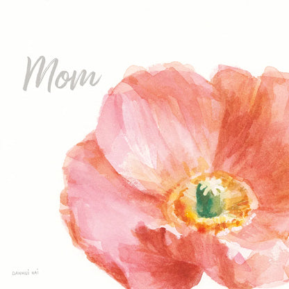 Garden Poppy Flipped on White Crop II Mom by Danhui Nai. SKU 41681a. Archival Giclee Fine art print for wall decor.
