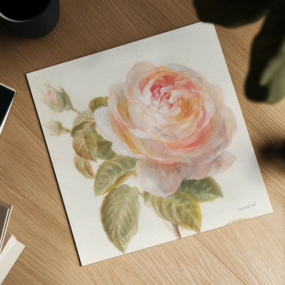 Garden Rose Crop by Danhui Nai. Shown as a detailed flat fine art print, highlighting archival giclee quality. Available as an archival giclee rolled canvas, fine art paper, or poster print. SKU 30354a.