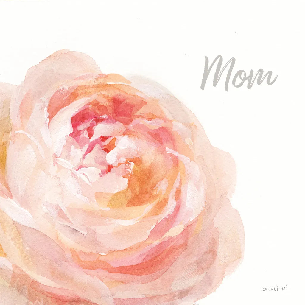 Garden Rose on White Crop II Mom by Danhui Nai. SKU 41682a. Archival Giclee Fine art print for wall decor.