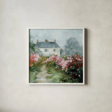 Garden View II by Danhui Nai. Shown in a crisp white glass frame for a clean and minimalist style. Available as an archival giclee rolled canvas, fine art paper, or poster print. SKU 93394a.