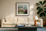 Garden View II by Danhui Nai. Displayed in a glass frame with matte in a clean modern living room. Available as an archival giclee rolled canvas, fine art paper, or poster print. SKU 93394a.