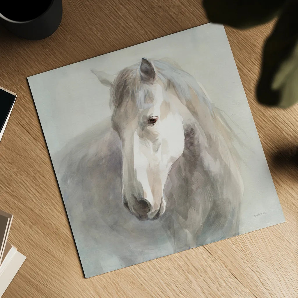 Gentle Horse by Danhui Nai. Shown as a detailed flat fine art print, highlighting archival giclee quality. Available as an archival giclee rolled canvas, fine art paper, or poster print. SKU 75566a.