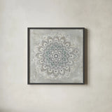 Gentle Mandala by Danhui Nai. Shown in a sleek black glass frame for a contemporary gallery look. Available as an archival giclee rolled canvas, fine art paper, or poster print. SKU 86228a.