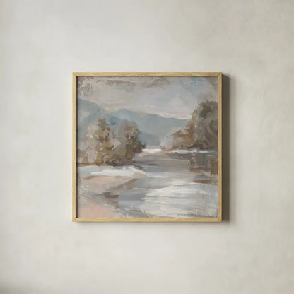 Gentle Valley by Danhui Nai. Shown in a natural wood glass frame for a timeless modern aesthetic. Available as an archival giclee rolled canvas, fine art paper, or poster print. SKU 84442a.