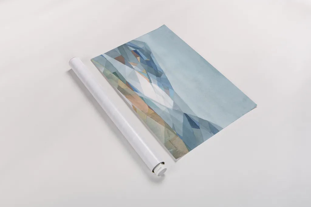 Geometric Mountain by Danhui Nai. shown as a rolled paper print. Available as archival giclee rolled canvas, fine art paper, or poster print. SKU 64051i.