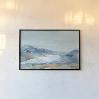 Geometric Mountain by Danhui Nai. shown as a paper print in a black flame. Available as a archival giclee rolled canvas, fine art paper, or poster print. SKU 64051i.