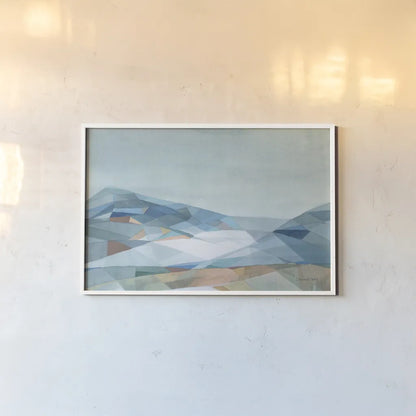 Geometric Mountain by Danhui Nai. shown as a paper print in a white frame. Available as a archival giclee rolled canvas, fine art paper, or poster print. SKU 64051i.