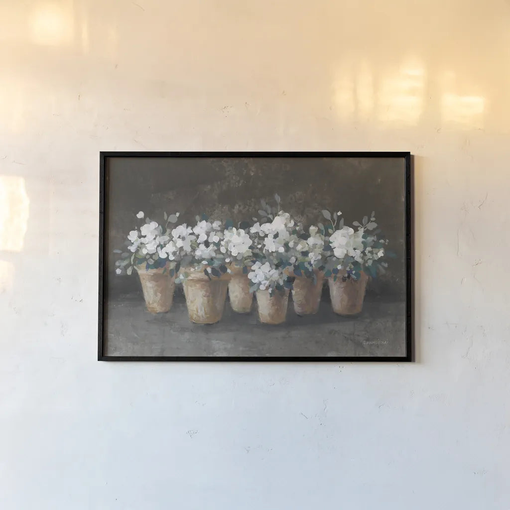 Geranium Glory I by Danhui Nai. shown as a paper print in a black flame. Available as a archival giclee rolled canvas, fine art paper, or poster print. SKU 84144i.