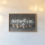 Geranium Glory I by Danhui Nai. shown as a paper print in a natural frame. Available as a archival giclee rolled canvas, fine art paper, or poster print. SKU 84144i.