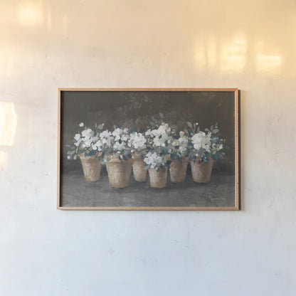 Geranium Glory I by Danhui Nai. shown as a paper print in a natural frame. Available as a archival giclee rolled canvas, fine art paper, or poster print. SKU 84144i.