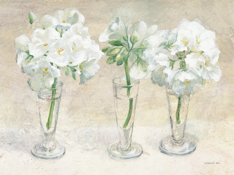 Geraniums in Glasses II Neutral by Danhui Nai