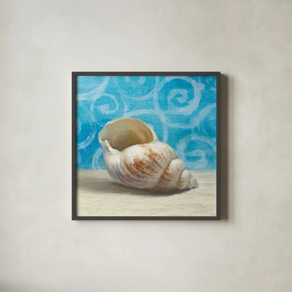 Gift from the Sea I by Danhui Nai. Shown in a sleek black glass frame for a contemporary gallery look. Available as an archival giclee rolled canvas, fine art paper, or poster print. SKU 5247a.