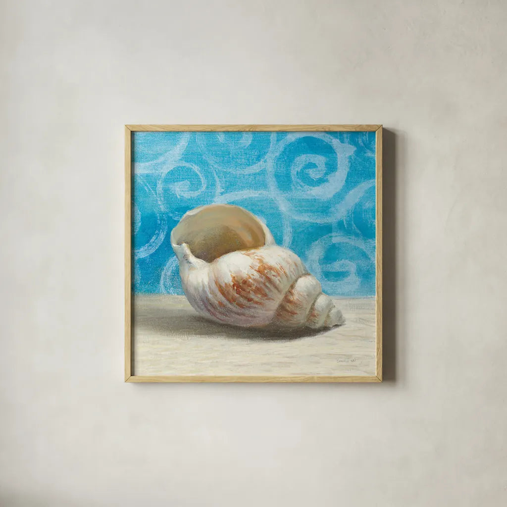 Gift from the Sea I by Danhui Nai. Shown in a natural wood glass frame for a timeless modern aesthetic. Available as an archival giclee rolled canvas, fine art paper, or poster print. SKU 5247a.
