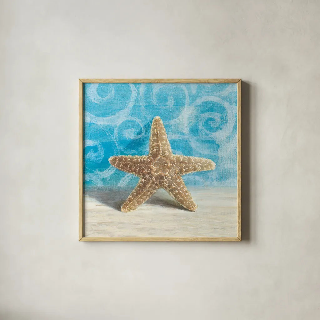 Gift from the Sea III by Danhui Nai. Shown in a natural wood glass frame for a timeless modern aesthetic. Available as an archival giclee rolled canvas, fine art paper, or poster print. SKU 5249a.