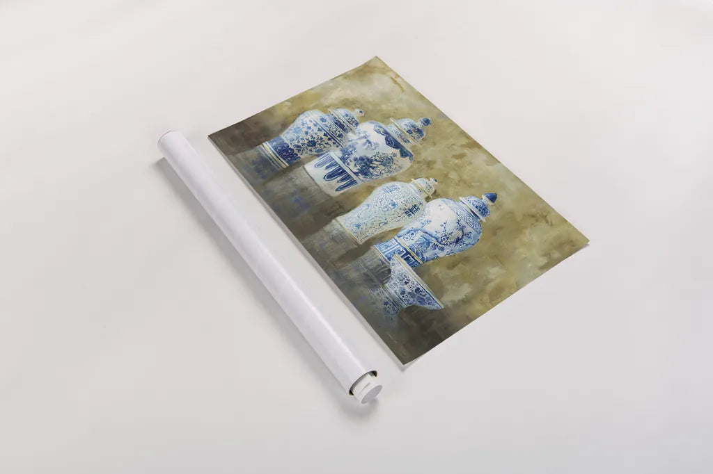 Ginger Jar Still Life v.2 by Danhui Nai. shown as a rolled paper print. Available as archival giclee rolled canvas, fine art paper, or poster print. SKU 19056i.