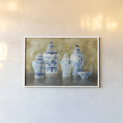 Ginger Jar Still Life v.2 by Danhui Nai. shown as a paper print in a white frame. Available as a archival giclee rolled canvas, fine art paper, or poster print. SKU 19056i.