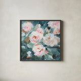 Glimpses of Roses I by Danhui Nai. Shown in a sleek black glass frame for a contemporary gallery look. Available as an archival giclee rolled canvas, fine art paper, or poster print. SKU 82547a.