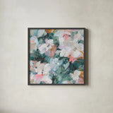 Glimpses of Roses II by Danhui Nai. Shown in a sleek black glass frame for a contemporary gallery look. Available as an archival giclee rolled canvas, fine art paper, or poster print. SKU 82548a.