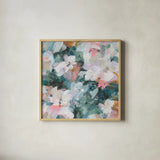 Glimpses of Roses II by Danhui Nai. Shown in a natural wood glass frame for a timeless modern aesthetic. Available as an archival giclee rolled canvas, fine art paper, or poster print. SKU 82548a.