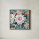Glimpses of Roses III by Danhui Nai. Shown in a sleek black glass frame for a contemporary gallery look. Available as an archival giclee rolled canvas, fine art paper, or poster print. SKU 82549a.