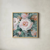 Glimpses of Roses III by Danhui Nai. Shown in a natural wood glass frame for a timeless modern aesthetic. Available as an archival giclee rolled canvas, fine art paper, or poster print. SKU 82549a.
