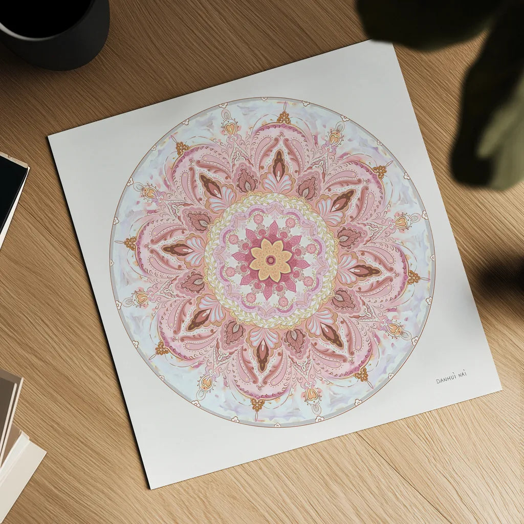 Goa Mandala I by Danhui Nai. Shown as a detailed flat fine art print, highlighting archival giclee quality. Available as an archival giclee rolled canvas, fine art paper, or poster print. SKU 87976a.