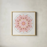 Goa Mandala I by Danhui Nai. Shown in a natural wood glass frame for a timeless modern aesthetic. Available as an archival giclee rolled canvas, fine art paper, or poster print. SKU 87976a.