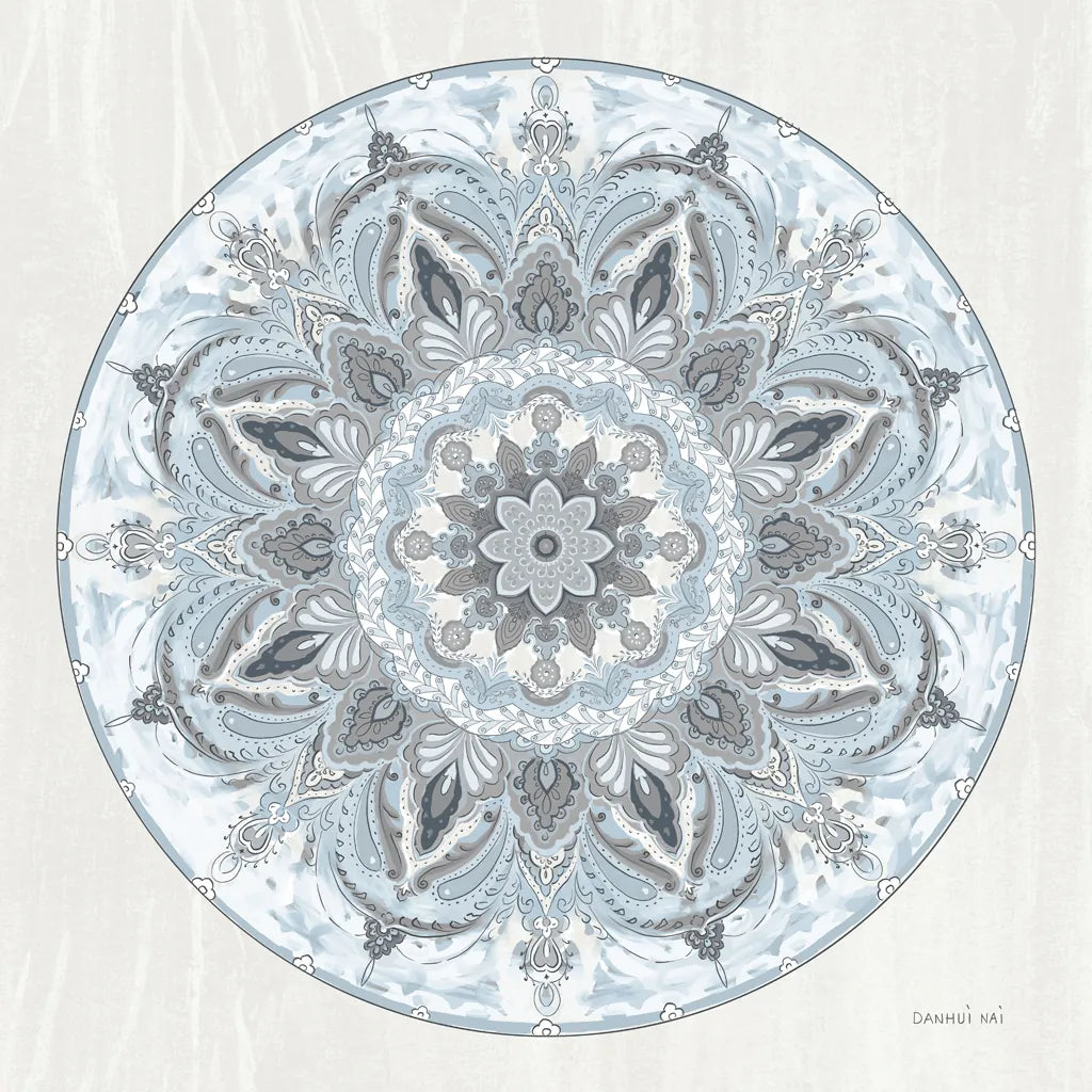 Goa Mandala I Dusty Blue by Danhui Nai. SKU 89988a. Archival Giclee Fine art print for wall decor.