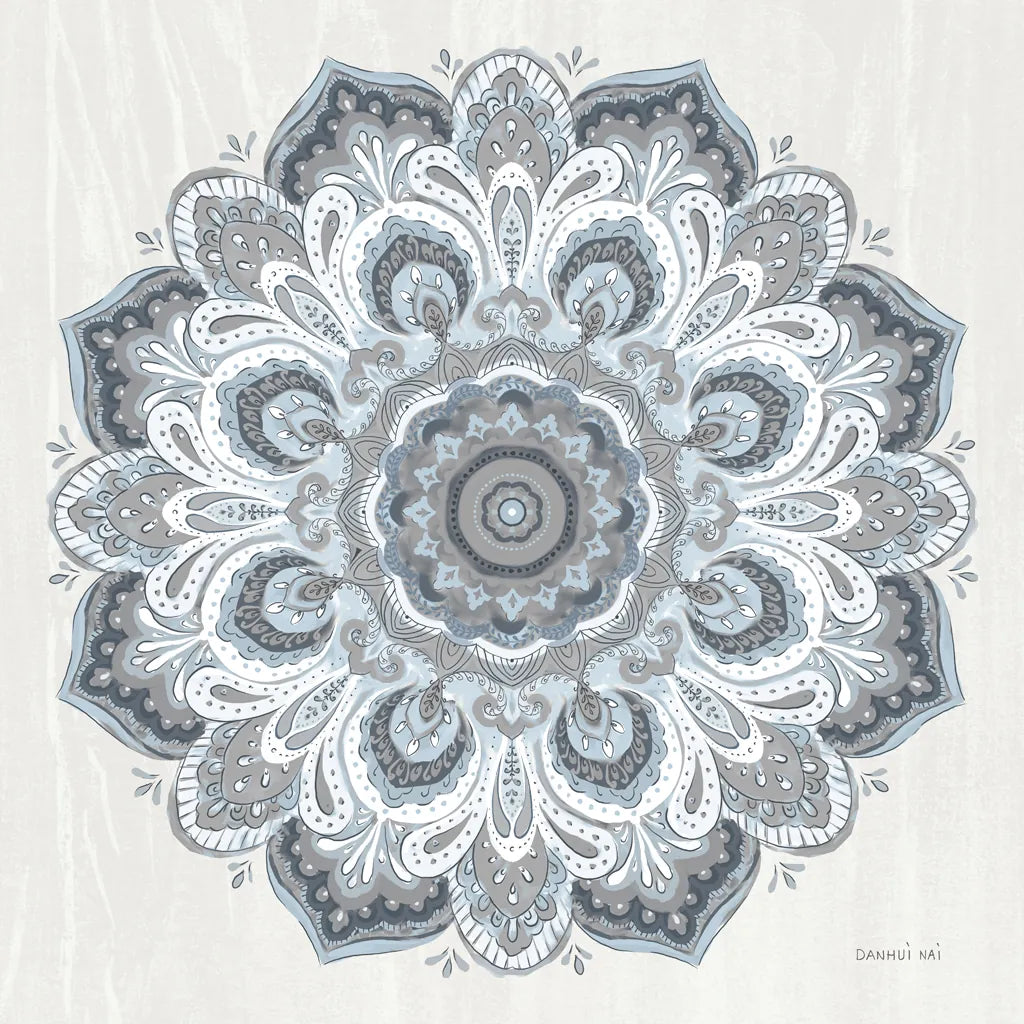 Goa Mandala II Dusty Blue by Danhui Nai. SKU 89989a. Archival Giclee Fine art print for wall decor.