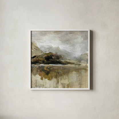 Golden Hills by Danhui Nai. Shown in a crisp white glass frame for a clean and minimalist style. Available as an archival giclee rolled canvas, fine art paper, or poster print. SKU 98053a.