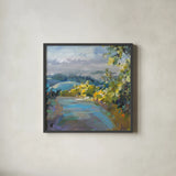 Golden Valley by Danhui Nai. Shown in a sleek black glass frame for a contemporary gallery look. Available as an archival giclee rolled canvas, fine art paper, or poster print. SKU 64839a.