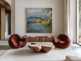 Golden Valley by Danhui Nai. Shown as extra-large giant wall art in a modern living room. Available as an archival giclee rolled canvas, fine art paper, or poster print. SKU 64839a.