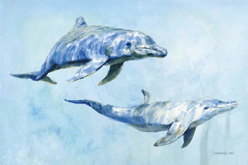 Graceful Dolphins I by Danhui Nai. SKU 93408i. Archival Giclee Fine art print for wall decor.