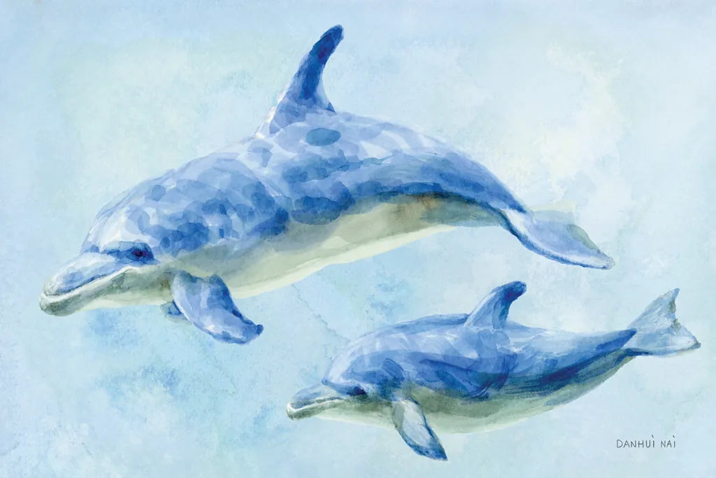 Graceful Dolphins II by Danhui Nai. SKU 93409i. Archival Giclee Fine art print for wall decor.