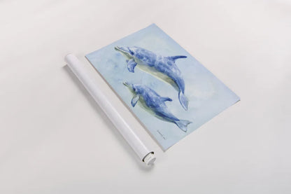 Graceful Dolphins II by Danhui Nai. shown as a rolled paper print. Available as archival giclee rolled canvas, fine art paper, or poster print. SKU 93409i.