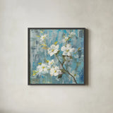 Graceful Magnolia II by Danhui Nai. Shown in a sleek black glass frame for a contemporary gallery look. Available as an archival giclee rolled canvas, fine art paper, or poster print. SKU 91866a.