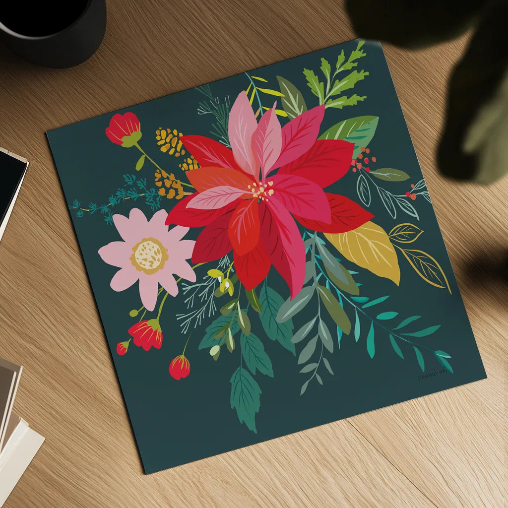 Graphic Christmas I by Danhui Nai. Shown as a detailed flat fine art print, highlighting archival giclee quality. Available as an archival giclee rolled canvas, fine art paper, or poster print. SKU 84421a.