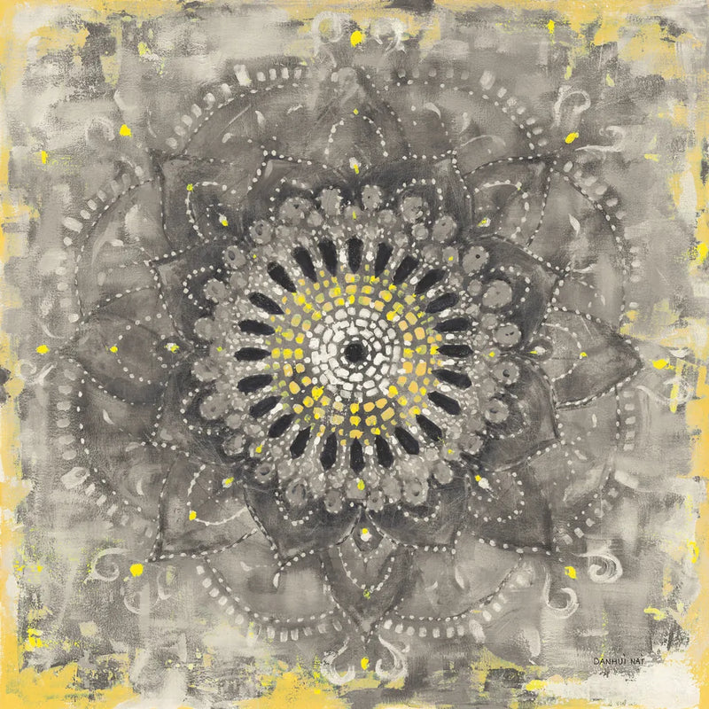 Gray Concentric Mandala by Danhui Nai. SKU 69982a. Archival Giclee Fine art print for wall decor.