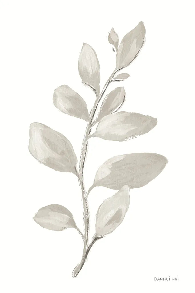 Gray Sage Leaves I on White by Danhui Nai. SKU 78804h. Archival Giclee Fine art print for wall decor.