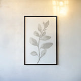 Gray Sage Leaves I on White by Danhui Nai. shown as a paper print in a black flame. Available as a archival giclee rolled canvas, fine art paper, or poster print. SKU 78804h.